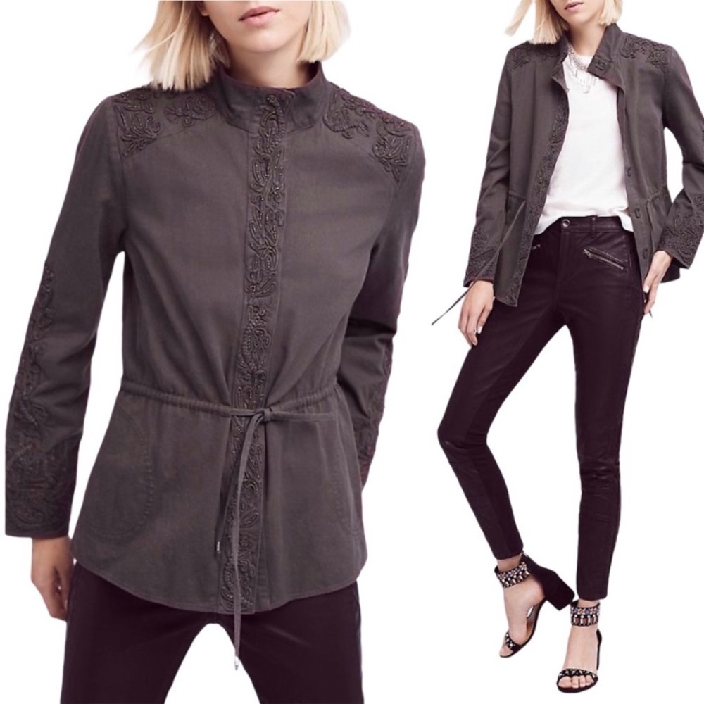 Anthropologie Love Sam Beaded Cargo Jacket